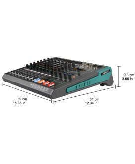 Mesa de Mistura (de Som) de 8 Canais, com Suporte Bluetooth, 256 Efeitos e 48V Phantom Power - Lomeho by Goeik
