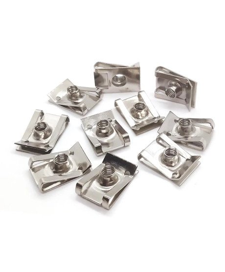 Mola de Fixação Tipo U, com Porca, em Aço Inoxidável - 10 unidades