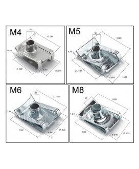Mola de Fixação Tipo U, com Porca, em Aço Inoxidável - 10 unidades