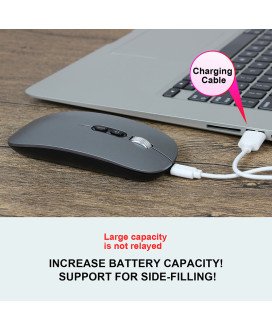 Rato Recarregável com Bluetooth + 2.4Ghz, com Pen USB