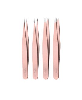 Conjunto de 4 Pinças de Alta Precisão para Sobrancelhas - Goeik