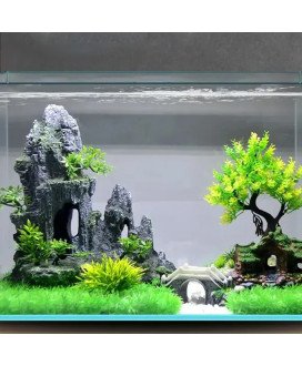 Rochas Decorativas para Aquários, com Plantas Artificiais