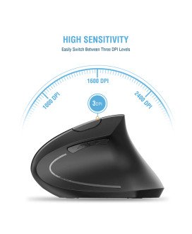 Rato Ergonómico Recarregável com Bluetooth + 2.4GHz, com Pen USB - Preto
