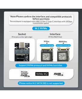 Caixa Externa com Disco 256GB / 512GB M.2 NVME, Cabo Tipo-C para Tipo-C e Tipo-C para USB