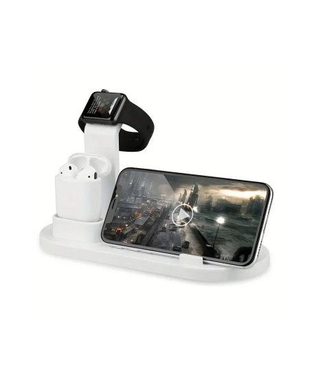Estação de Carregamento USB, 6 em 1, com Carregamento Wireless, Tipo-C, Lightning e Micro USB - Goeik