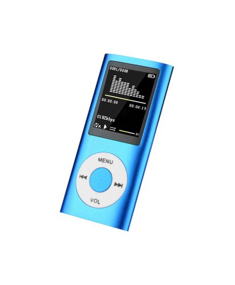 Leitor MP4 de 32GB, com Fones Jack 3.5mm e Cabo de Alimentação, Azul