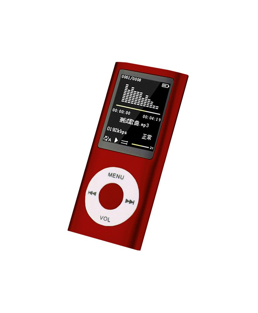 Leitor MP4 de 32GB, com Fones Jack 3.5mm e Cabo de Alimentação, Vermelho