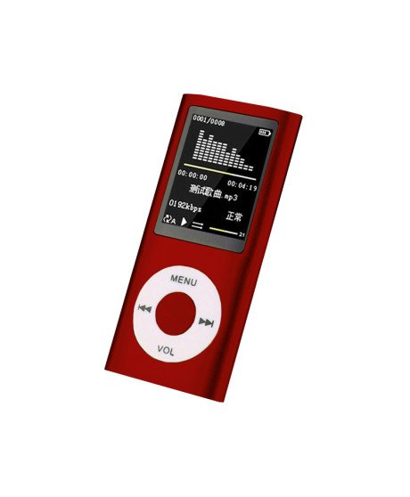 Leitor MP4 de 32GB, com Fones Jack 3.5mm e Cabo de Alimentação, Vermelho
