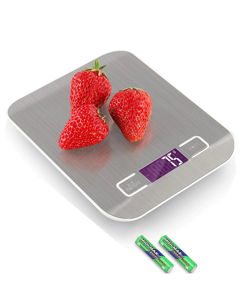 Balança de Cozinha Digital Portátil, para Alimentos até 10Kg, a Pilhas – Cinzento