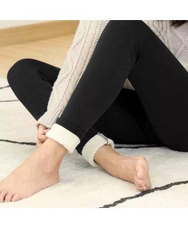 Leggins de Cintura Subida, com Lã de Cordeiro - Pretas - Goeik