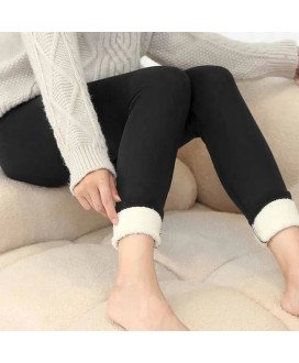 Leggins de Cintura Subida, com Lã de Cordeiro - Pretas - Goeik