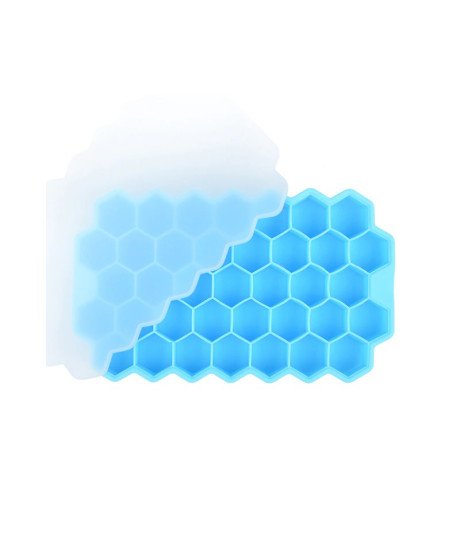 Cuvete de Gelo Reutilizável em Silicone, com Tampa Removível, Azul – Goeik