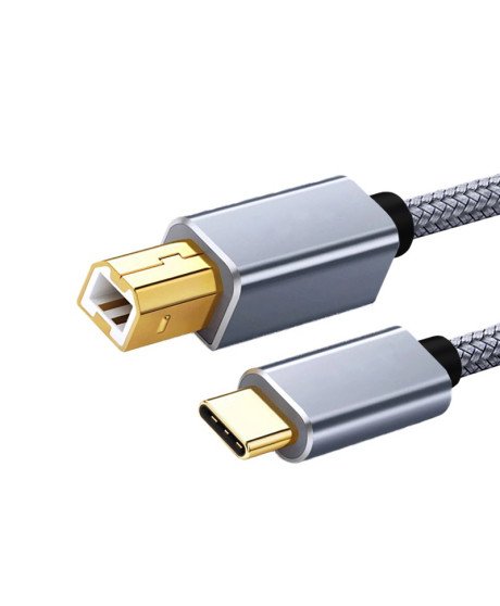 Cabo para Impressora USB Tipo-C – Cinzento