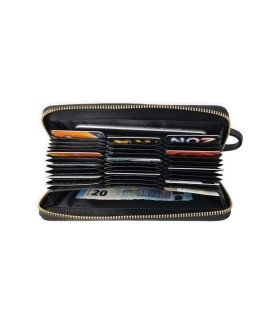 Carteira em Couro, para Dinheiro e 36 Cartões – Preto