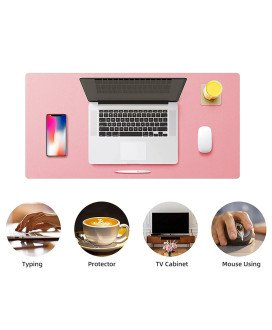 Tapete de Secretária 100x60cm para Teclado e Rato, com Base Antiderrapante – Rosa