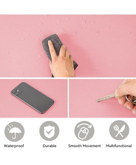 Tapete de Secretária 100x60cm para Teclado e Rato, com Base Antiderrapante – Rosa