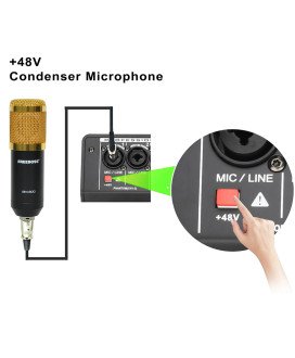 Mesa de Mistura (de Som) de 6 Canais de 48V, com Suporte Bluetooth