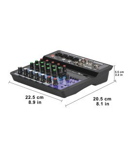 Mesa de Mistura (de Som) de 6 Canais de 48V, com Suporte Bluetooth