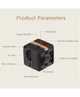Mini Câmara de Espião 720p/1080p, com Visão Noturna, Sensor de Movimento e Ângulo de Visão 140º - Goeik