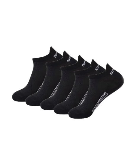 Meias Curtas Desportivas em Poliéster, para Homem - Pack de 5 Pares em Preto - Goeik