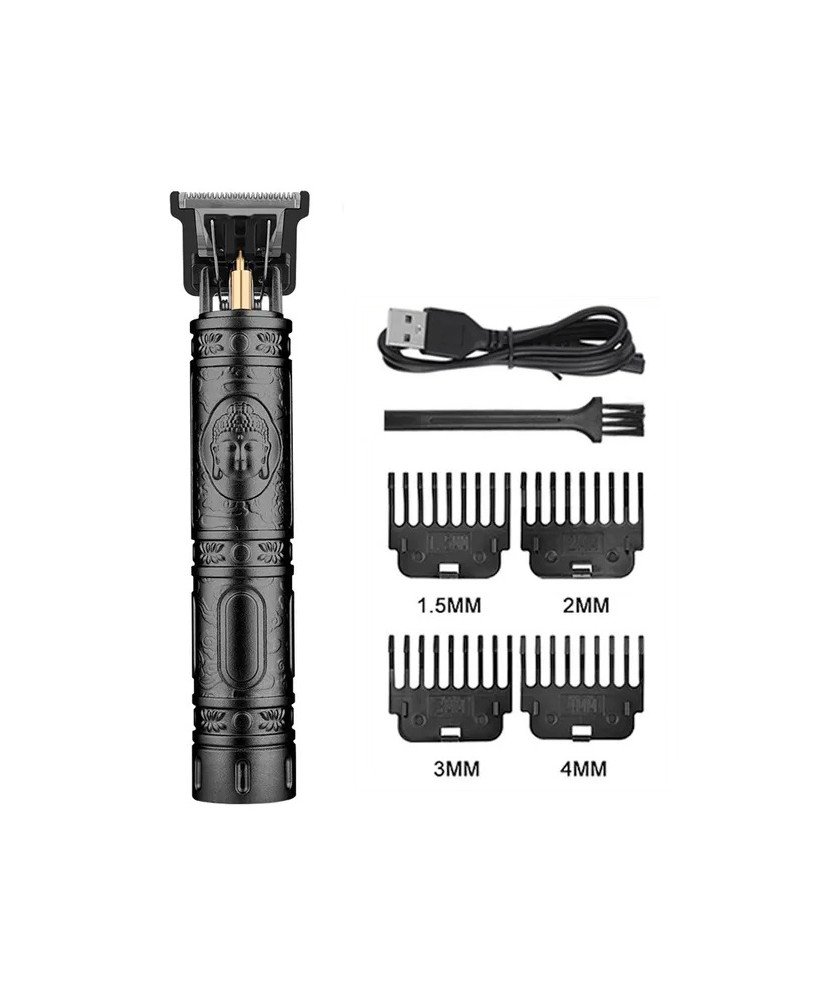 Máquina de Cortar Cabelo/Barba Recarregável, com 4 Pentes - Buda Preto