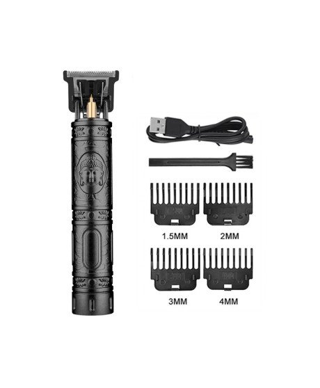 Máquina de Cortar Cabelo/Barba Recarregável, com 4 Pentes - Buda Preto