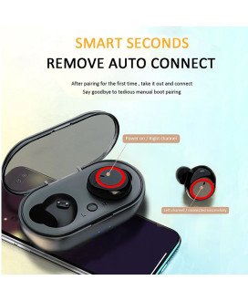 Auriculares Bluetooth TWS Y50, com Caixa de Carregamento