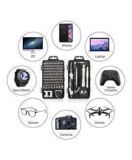 Kit de Ferramentas para Dispositivos Eletrónicos, 115 em 1, com Chave de Fendas - Cinzento