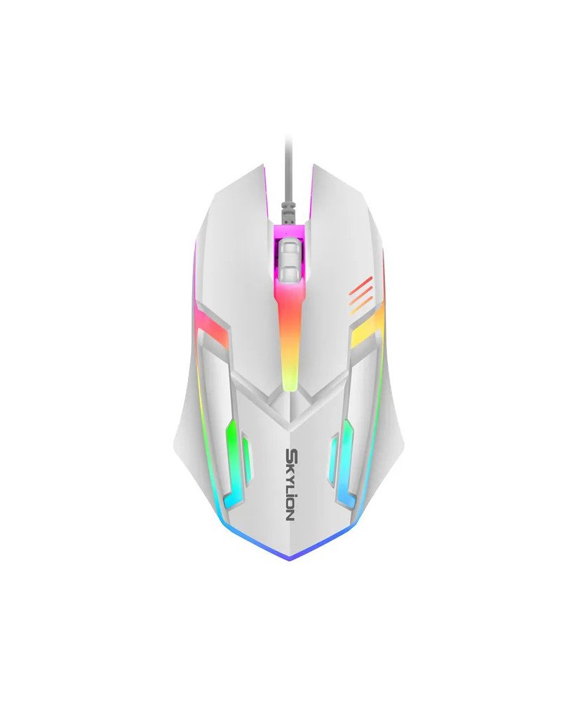 Rato Gaming Desportivo com Luz LED e Conexão USB - Branco