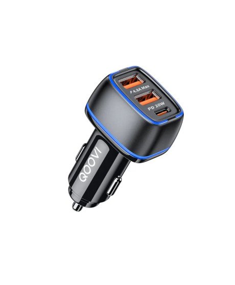 Carregador de Isqueiro com 2* USB 4.8A e 1* Tipo-C PD 20W - Qoovi by Goeik