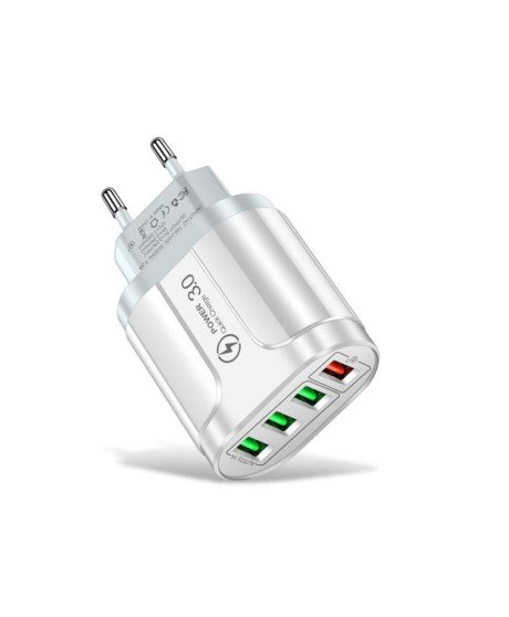 Carregador de Parede com 3* USB 3.1A e 1*USB QC3.0 - Branco