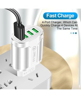 Carregador de Parede com 3* USB 3.1A e 1*USB QC3.0 - Branco