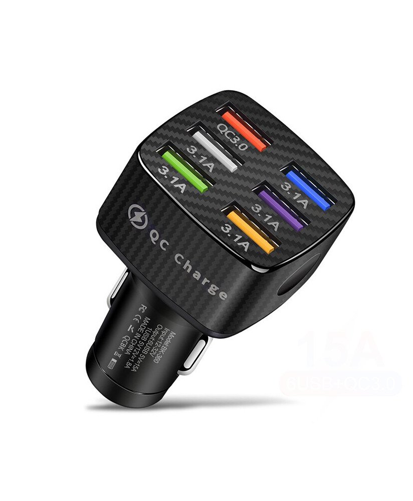 Carregador de Isqueiro Quadrado com 6* USB de Carregamento Rápido - Goeik