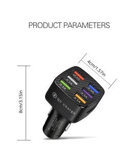 Carregador de Isqueiro Quadrado com 6* USB de Carregamento Rápido - Goeik
