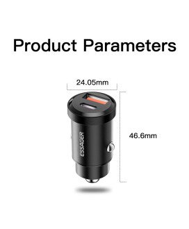 Carregador de Isqueiro com 1* USB + 1* Tipo-C de Carregamento Rápido - Essager by Goeik