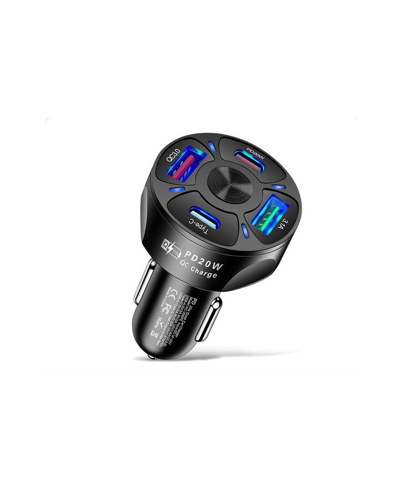 Carregador de Isqueiro com 2* USB + 2* Tipo-C de Carregamento Rápido - Goeik