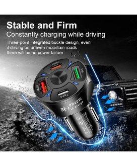 Carregador de Isqueiro com 2* USB + 2* Tipo-C de Carregamento Rápido - Goeik