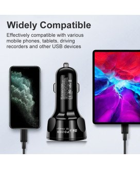 Carregador de Isqueiro com 2* USB + 2* Tipo-C de Carregamento Rápido - Goeik