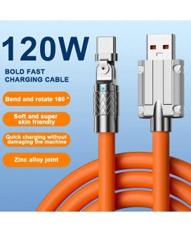 Cabo Adaptador USB para Tipo-C, com Rotação de 180º, Laranja - Goeik