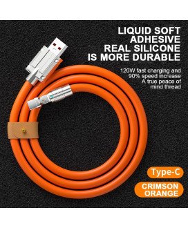Cabo Adaptador USB para Tipo-C, com Rotação de 180º, Laranja - Goeik