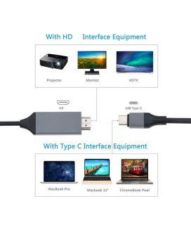 Cabo Adaptador Tipo-C para HDMI 4K@30Hz, de 2m