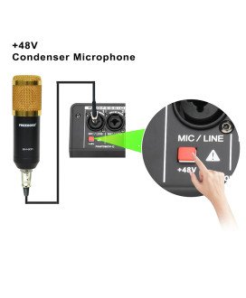 Mesa de Mistura (de Som) de 8 Canais de 48V, com Suporte Bluetooth