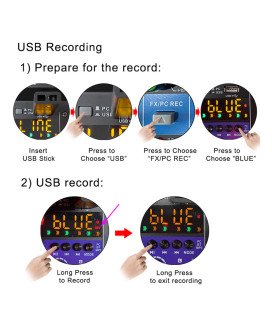 Mesa de Mistura (de Som) de 8 Canais de 48V, com Suporte Bluetooth