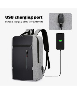Mochila Multifunções 15.6'', Impermeável, com Ranhura para cabo USB para Carregamento - Preta