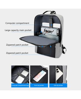 Mochila Multifunções 15.6'', Impermeável, com Ranhura para cabo USB para Carregamento - Preta