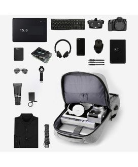 Mochila Multifunções 15.6'', Impermeável, com Ranhura para cabo USB para Carregamento - Azul