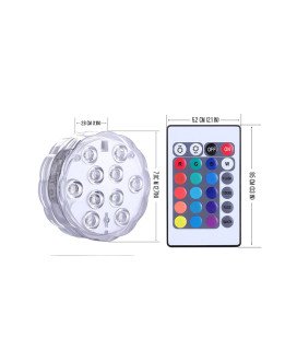 Pack de 10* Luzes LED Subaquáticas, com 16 cores RGB e 1*Controlo Remoto