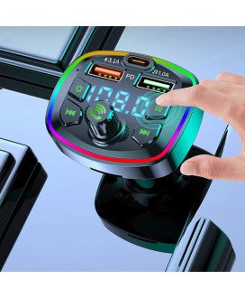 Transmissor FM Wireless para Carro com 1* Leitor de Micro SD, 2* USB, 1* Tipo-C PD