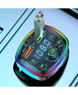 Transmissor FM Wireless para Carro com 1* Leitor de Micro SD, 2* USB, 1* Tipo-C PD