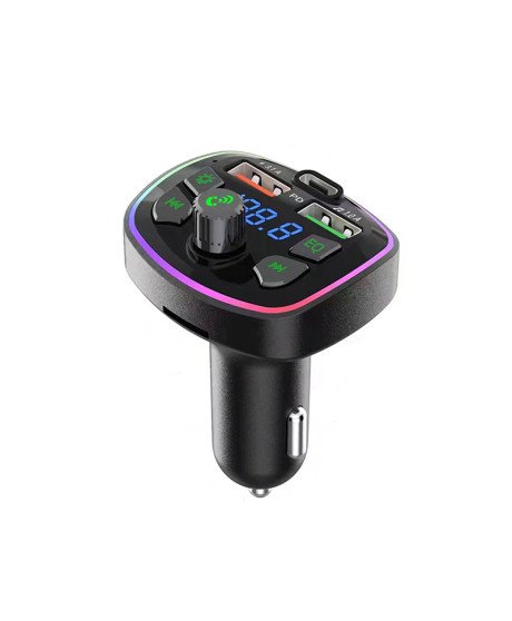 Transmissor FM Wireless para Carro com 1* Leitor de Micro SD, 2* USB, 1* Tipo-C PD